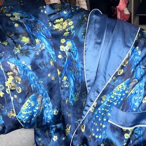 Nova Luxe Light Blue Satin peacock pajamas